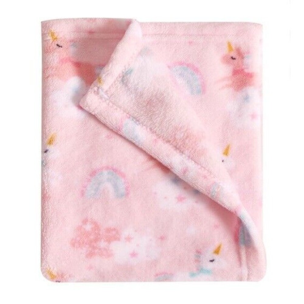 Parents Choice Pink Unicorn Lightweight Baby Blanket Rainbow Plush Girls New